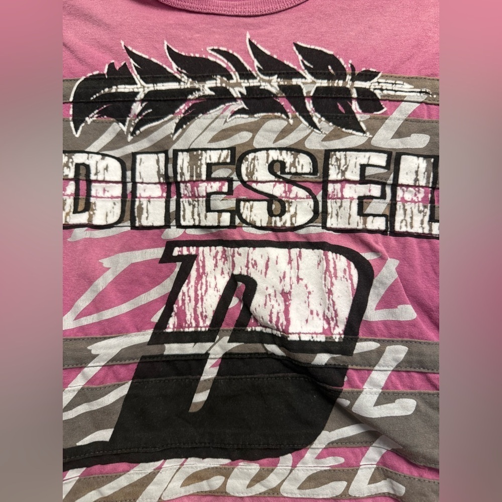 Diesel Vintage Cropped sun-faded T-shirt Womens in Violet Size Small - Picture 3 of 8